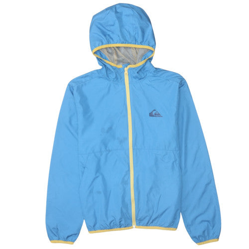 Quiksilver Boys Blue Hooded Windbreaker Jacket 14 Years Lightweight Full Zip