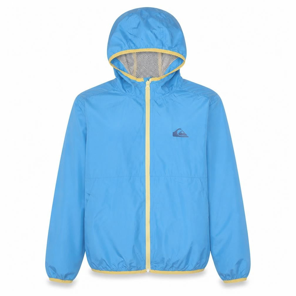 Quiksilver Boys Blue Hooded Windbreaker Jacket 14 Years Lightweight Full Zip