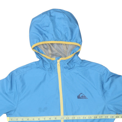 Quiksilver Boys Blue Hooded Windbreaker Jacket 14 Years Lightweight Full Zip