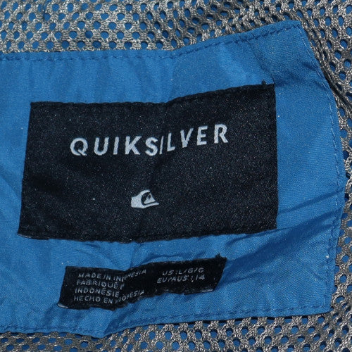 Quiksilver Boys Blue Hooded Windbreaker Jacket 14 Years Lightweight Full Zip