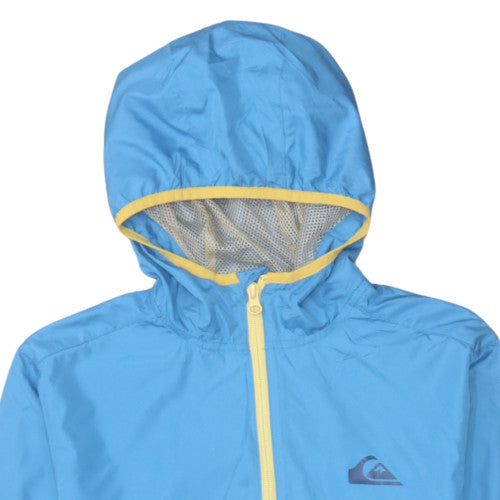Quiksilver Boys Blue Hooded Windbreaker Jacket 14 Years Lightweight Full Zip