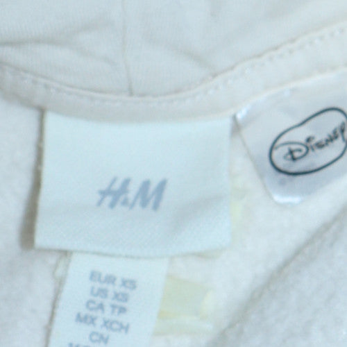 H&M Disney Women's White Pullover Hoodie XS Mickey Graphic Sweatshirt