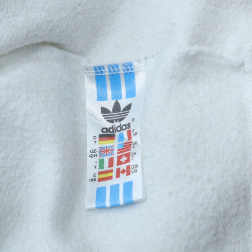 Adidas Mens White Pullover Sweatshirt L Vintage Logo Crew Neck