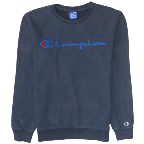 Champion Mens Navy Blue Crew Neck Cotton Sweatshirt Small Classic Logo