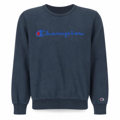 Champion Mens Navy Blue Crew Neck Cotton Sweatshirt Small Classic Logo