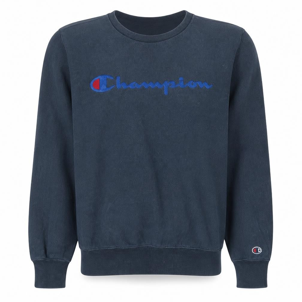 Champion Mens Navy Blue Crew Neck Cotton Sweatshirt Small Classic Logo