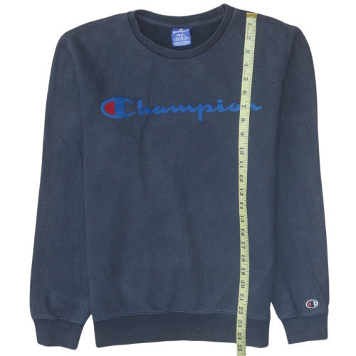 Champion Mens Navy Blue Crew Neck Cotton Sweatshirt Small Classic Logo