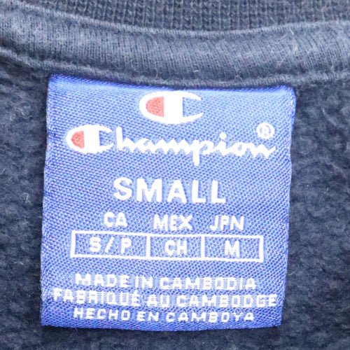 Champion Mens Navy Blue Crew Neck Cotton Sweatshirt Small Classic Logo