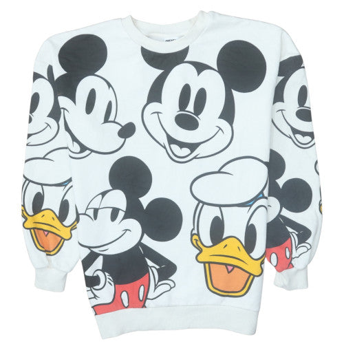 George Mickey & Friends White Sweatshirt XS Women's Crew Neck Pullover