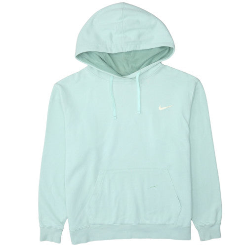 Nike Women's Mint Green Pullover Hoodie L Cotton Logo Sweatshirt