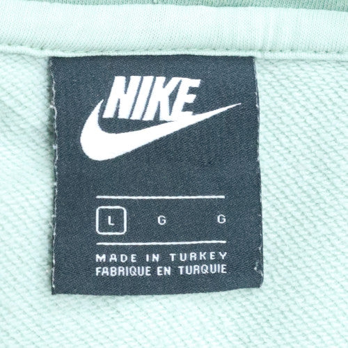 Nike Women's Mint Green Pullover Hoodie L Cotton Logo Sweatshirt