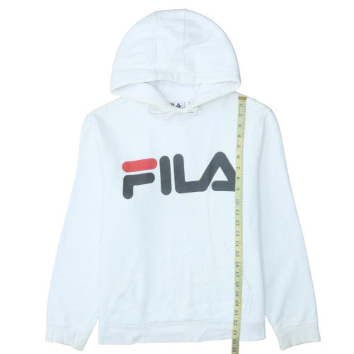 FILA Mens White Pullover Hoodie M Graphic Logo Sweatshirt