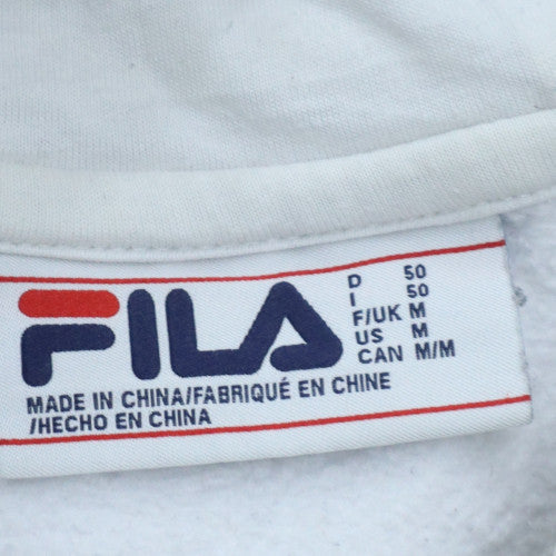FILA Mens White Pullover Hoodie M Graphic Logo Sweatshirt