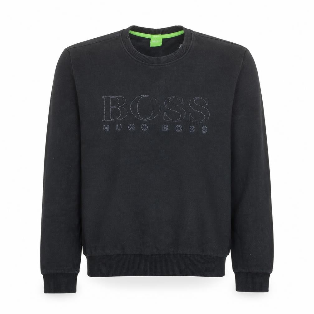 Front view of Hugo Boss Men's Black Modern Fit Crew Neck Sweatshirt, size M