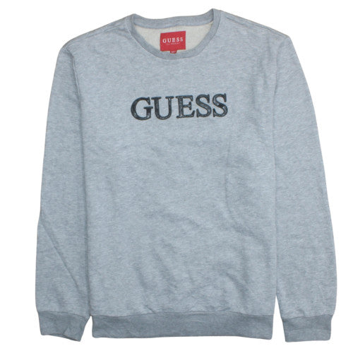 Guess Mens Grey 2XL Crew Neck Logo Pullover Sweatshirt