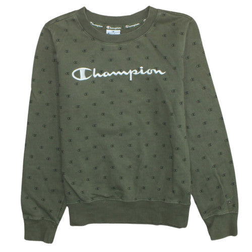 Champion Womens Khaki Green Crew Neck Pullover Sweatshirt Size M