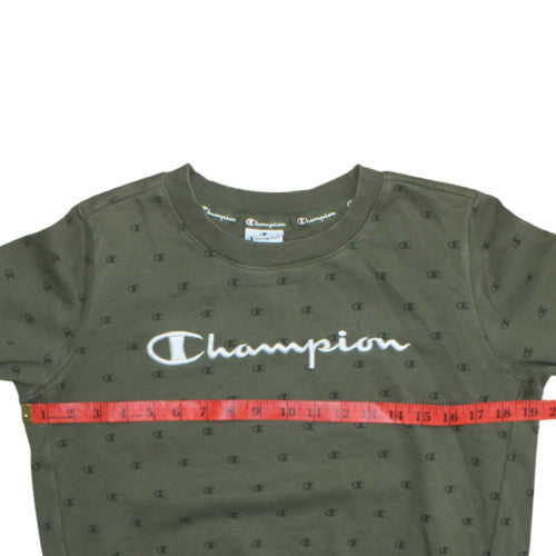 Champion Womens Khaki Green Crew Neck Pullover Sweatshirt Size M