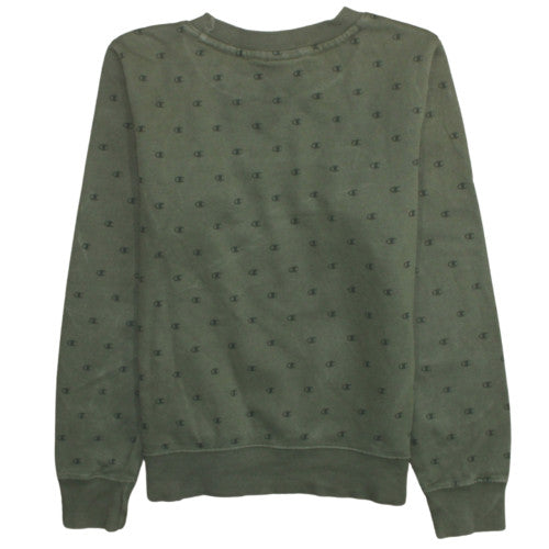 Champion Womens Khaki Green Crew Neck Pullover Sweatshirt Size M