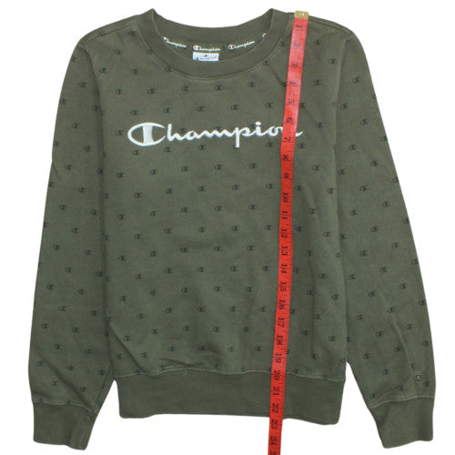 Champion Womens Khaki Green Crew Neck Pullover Sweatshirt Size M
