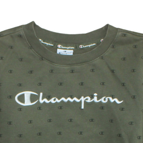 Champion Womens Khaki Green Crew Neck Pullover Sweatshirt Size M