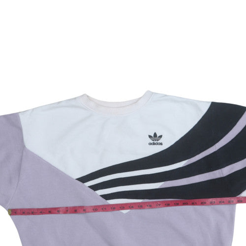 Adidas Womens Lilac Colourblock Sweatshirt UK 16 Crew Neck Cotton Blend
