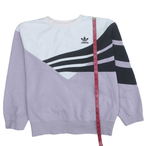 Adidas Womens Lilac Colourblock Sweatshirt UK 16 Crew Neck Cotton Blend