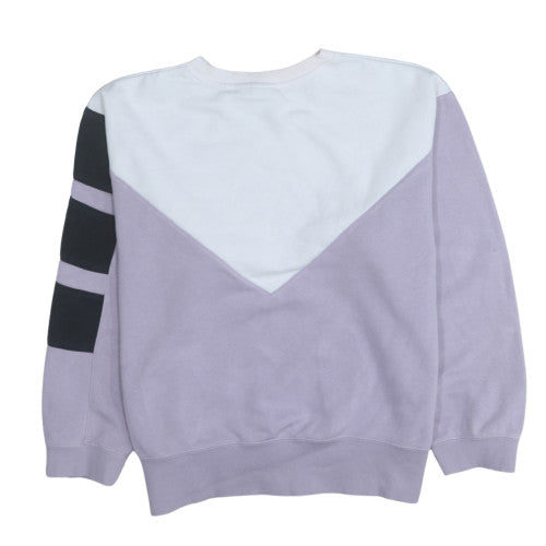 Adidas Womens Lilac Colourblock Sweatshirt UK 16 Crew Neck Cotton Blend