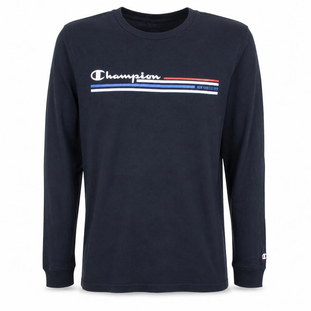 Champion Men's Black Long Sleeve Graphic Logo T-Shirt Size S