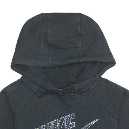 Nike Womens Black XS Pullover Hoodie with Logo Print