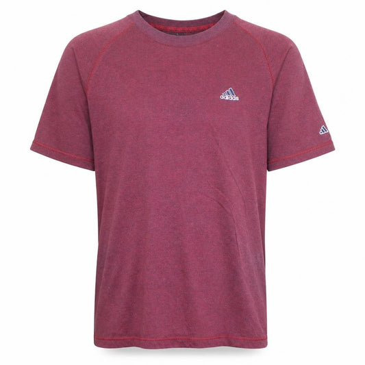 Front view of Adidas Men's Red Crew Neck Short Sleeve Cotton Blend T-Shirt, size L