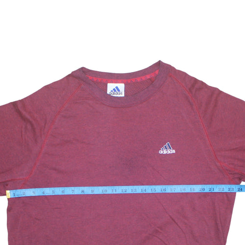 Adidas Men's Red Crew Neck Short Sleeve Cotton Blend T-Shirt Size L