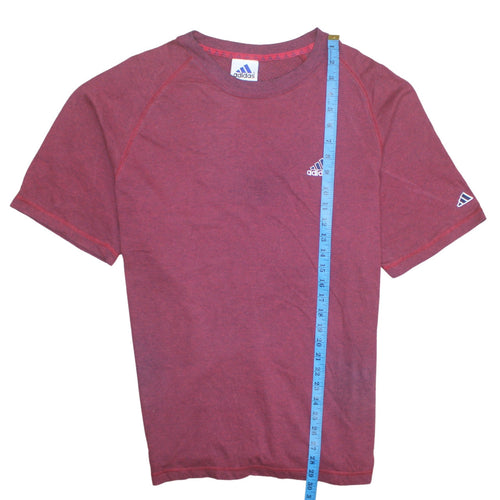 Adidas Men's Red Crew Neck Short Sleeve Cotton Blend T-Shirt Size L