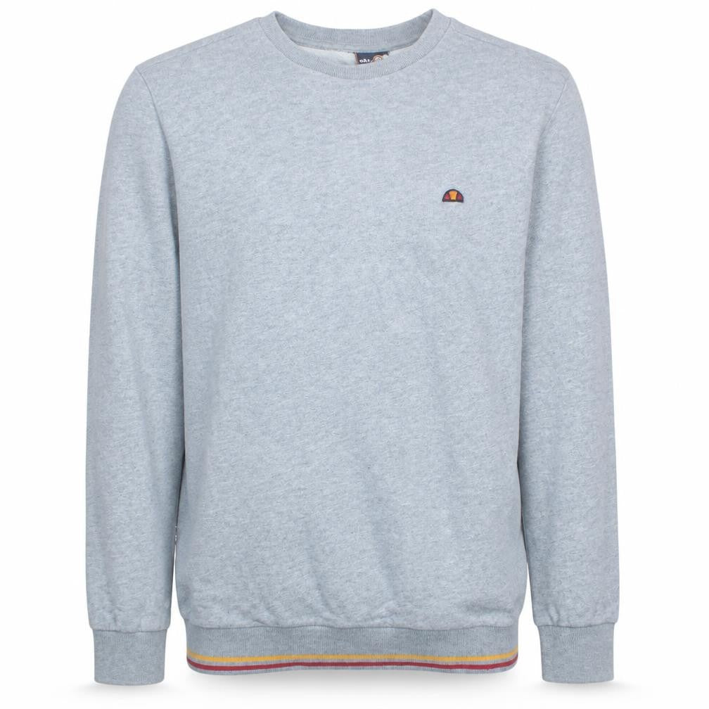 Front view of Ellesse Men's Grey Regular Fit Pullover Crew Neck Sweatshirt M