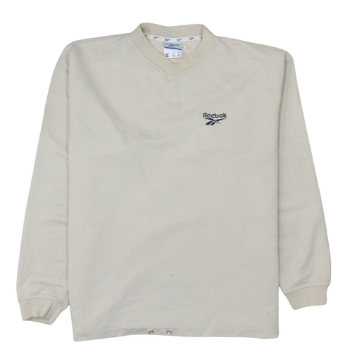 Reebok Mens Beige Logo Pullover Sweatshirt Size M Vintage