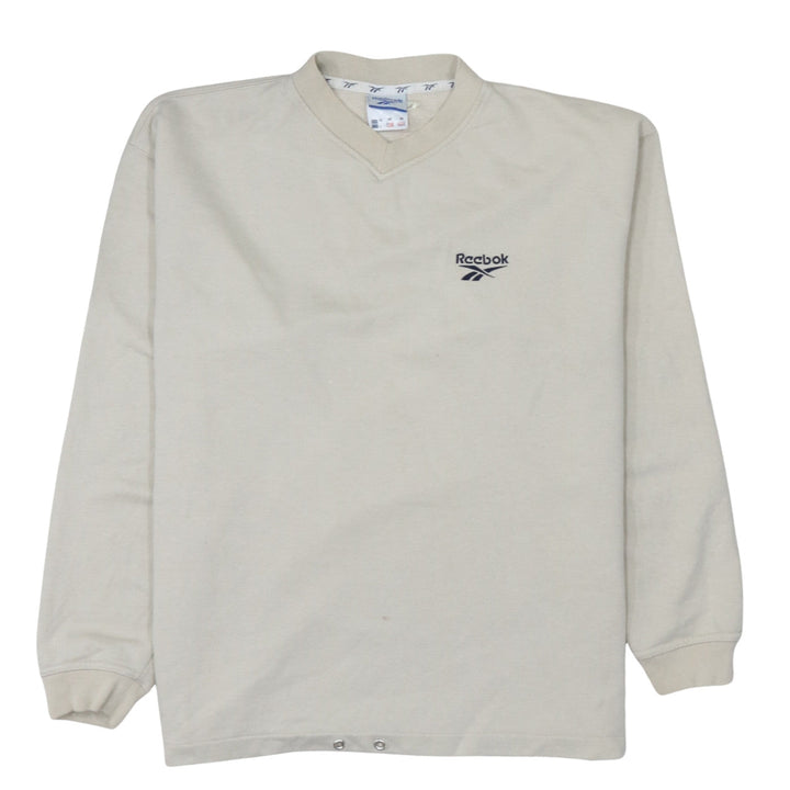 Reebok Mens Beige Logo Pullover Sweatshirt Size M Vintage