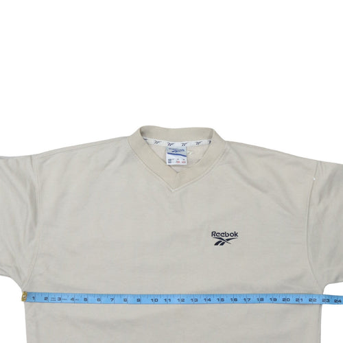 Reebok Mens Beige Logo Pullover Sweatshirt Size M Vintage