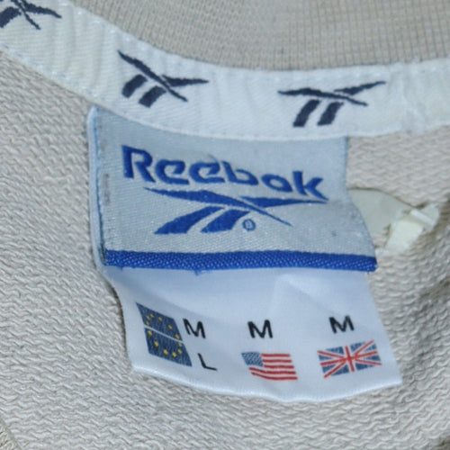 Reebok Mens Beige Logo Pullover Sweatshirt Size M Vintage