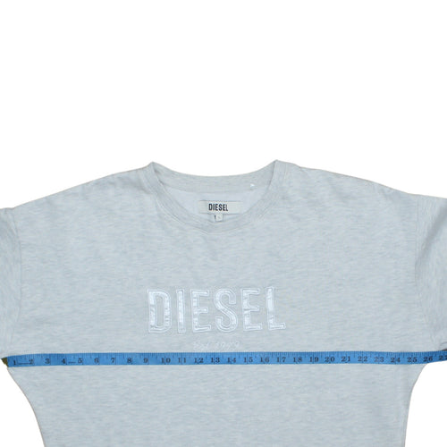 Diesel Womens Grey Pullover Sweatshirt L Logo Crew Neck Casual