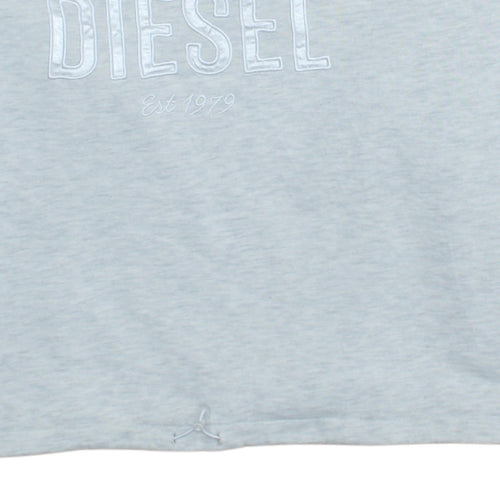 Diesel Womens Grey Pullover Sweatshirt L Logo Crew Neck Casual