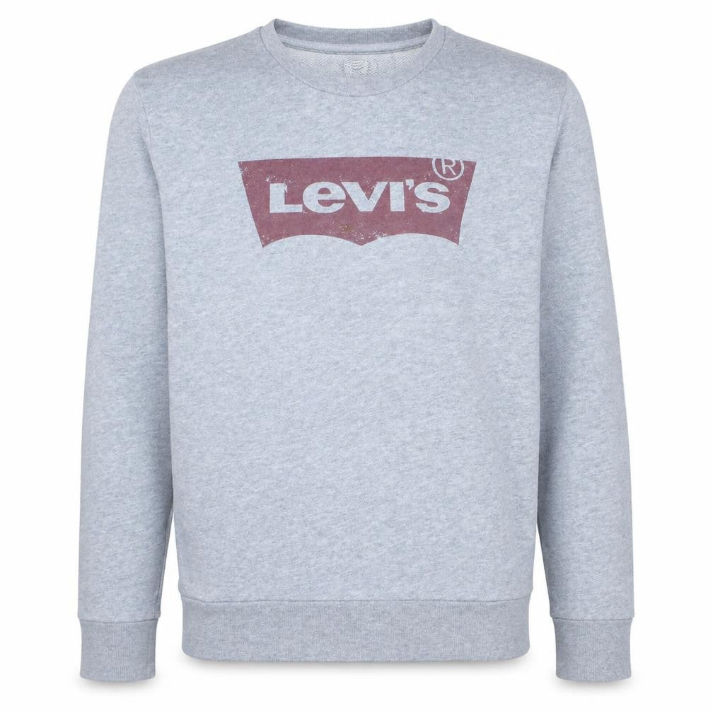 Front view of Levi's Men's Grey Crew Neck Logo Sweatshirt M Regular Fit