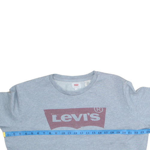 Levi's Men's Grey Crew Neck Logo Sweatshirt M Regular Fit