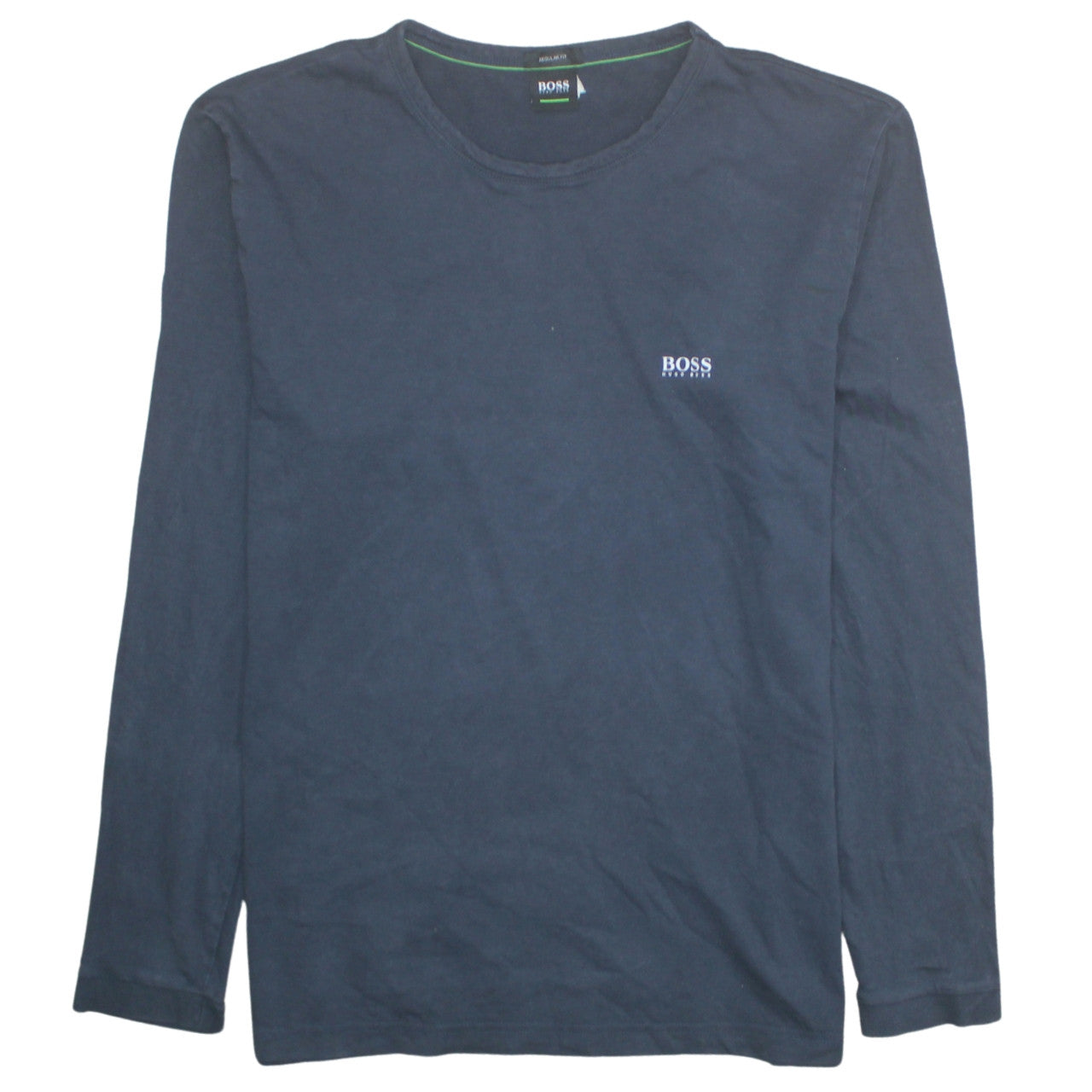 Hugo Boss Men's Blue Long Sleeve Regular Fit Cotton T-Shirt L
