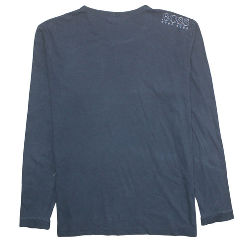 Hugo Boss Men's Blue Long Sleeve Regular Fit Cotton T-Shirt L