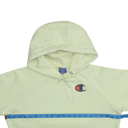 Champion Women's Yellow Pullover Hoodie Small Cotton Logo Jumper