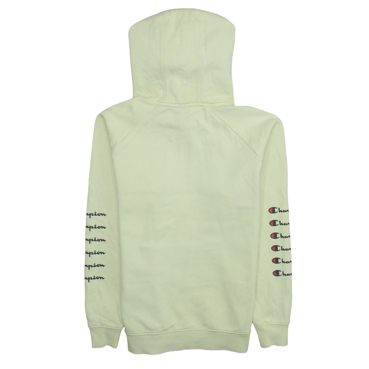 Champion Women's Yellow Pullover Hoodie Small Cotton Logo Jumper