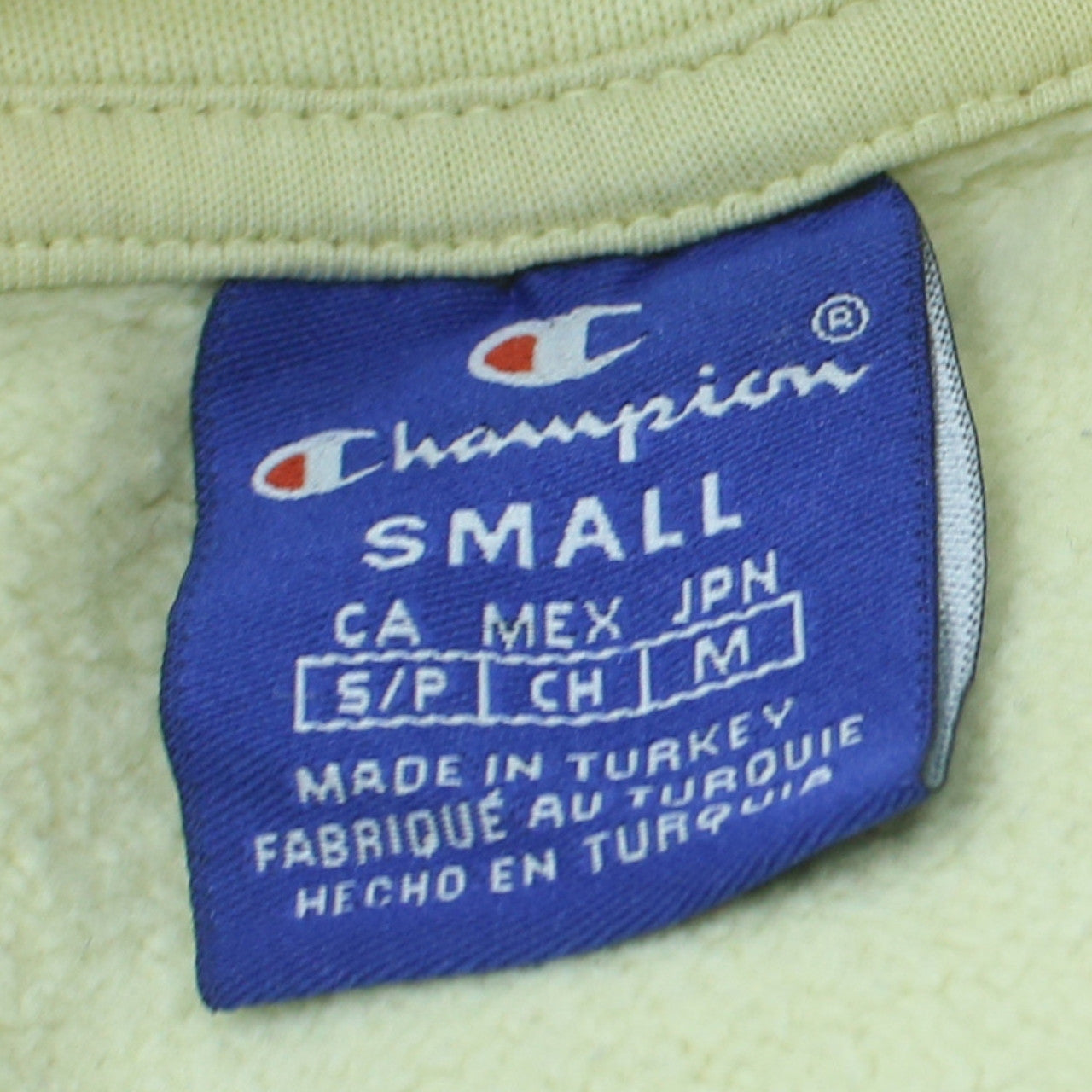 Champion Women's Yellow Pullover Hoodie Small Cotton Logo Jumper
