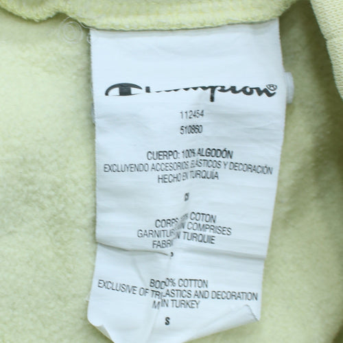 Champion Women's Yellow Pullover Hoodie Small Cotton Logo Jumper