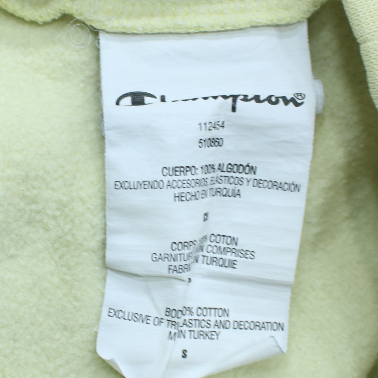 Champion Women's Yellow Pullover Hoodie Small Cotton Logo Jumper