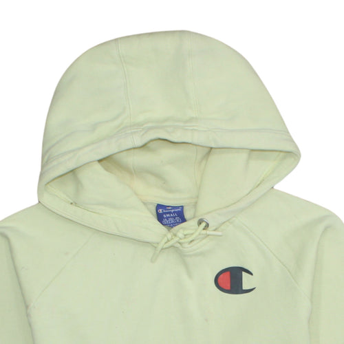 Champion Women's Yellow Pullover Hoodie Small Cotton Logo Jumper