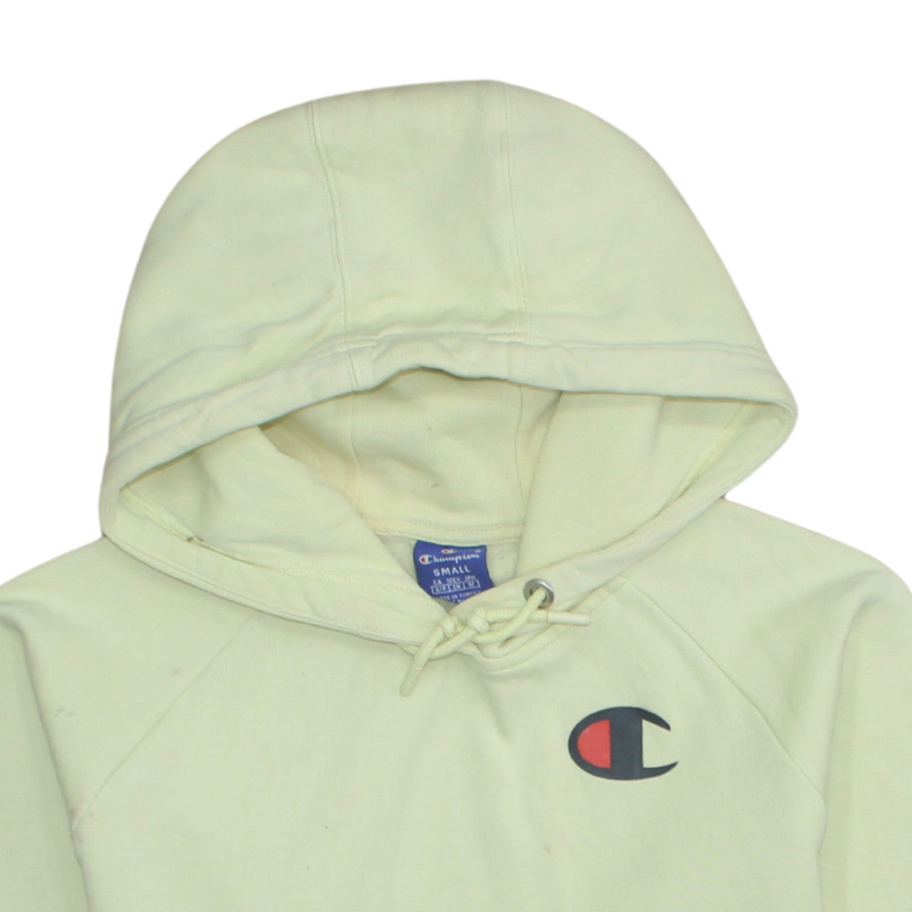 Champion Women's Yellow Pullover Hoodie Small Cotton Logo Jumper